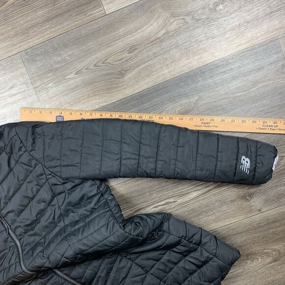 New Balance Quilted Long Puffer Parka Jacket Women’s M Full Zip Black - Picture 6 of 8